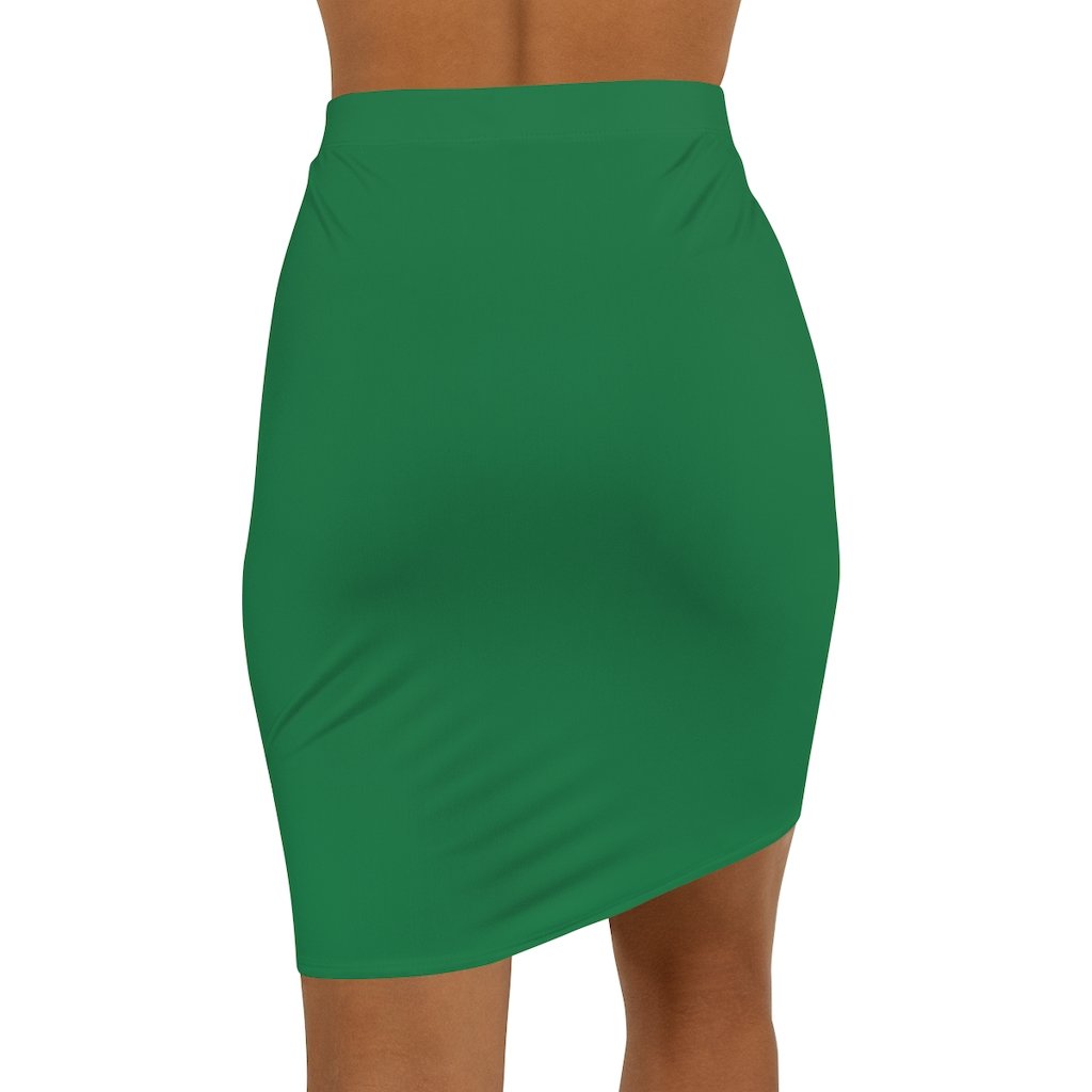 Womens Pencil Skirt - Green Stretch Mini