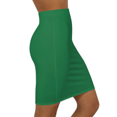 Womens Pencil Skirt - Green Stretch Mini