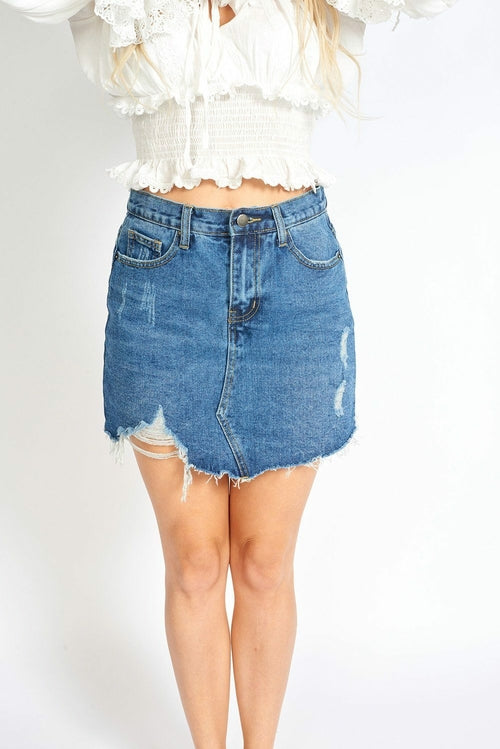 Amalia Ripped Denim Mini Skirt