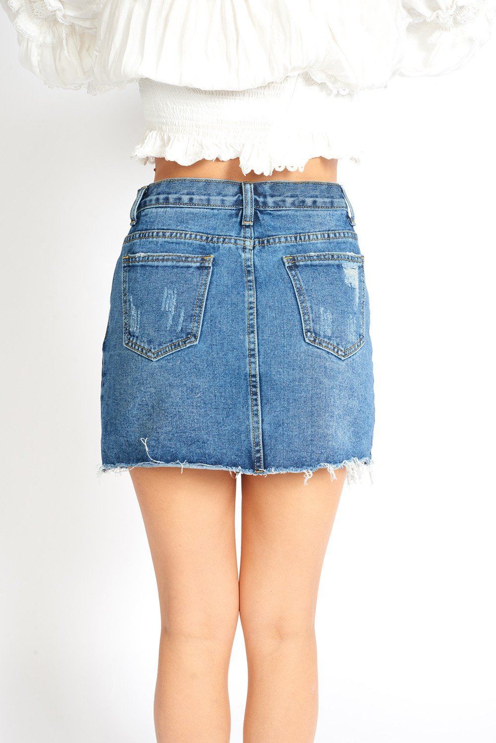 Amalia Ripped Denim Mini Skirt