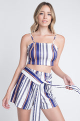 Unique Stripe Printed 2pc Set with Tie