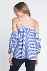 Cold Shoulder Checkered Top