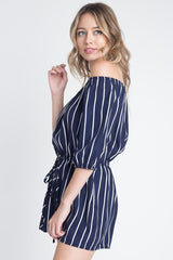 Off Shoulder Stripe Romper