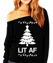 LIT AF Christmas Slouchy Sweatshirt