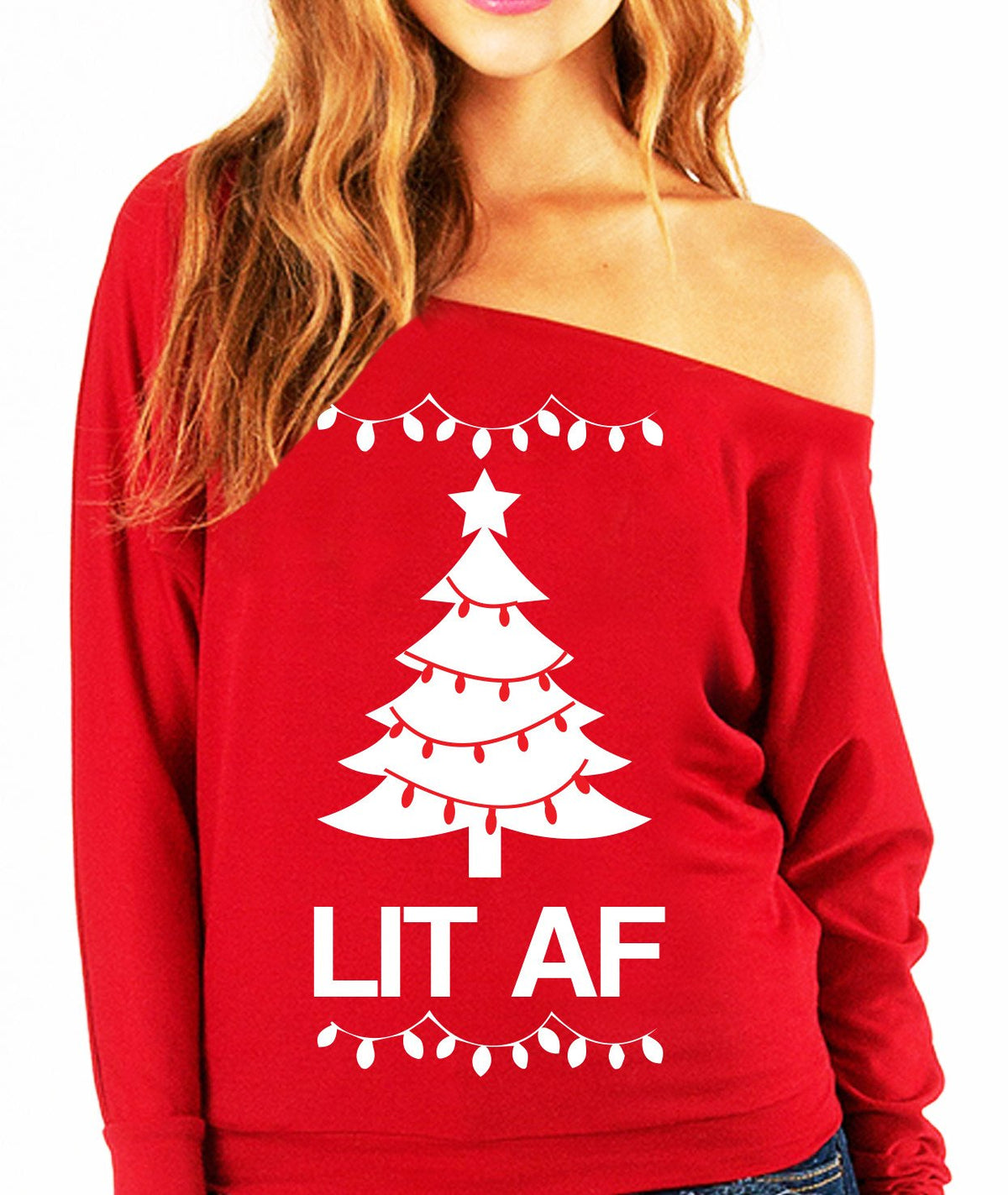 LIT AF Christmas Slouchy Sweatshirt