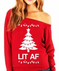 LIT AF Christmas Slouchy Sweatshirt