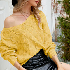 V-Neck Open Knit Sweater