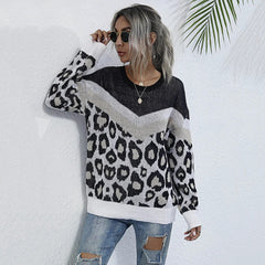 Leopard Print Round Neck Sweater