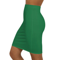 Womens Pencil Skirt - Green Stretch Mini